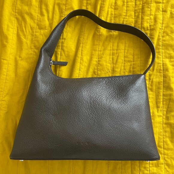 Aesther Ekme Soft Lune Shoulder Bag in Dark Truffle Grain Leather - Picture 2 of 10